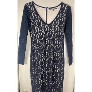Plenty by Tracy Reese Anthropology Bodycon Black Lace Nude lined Size 6
